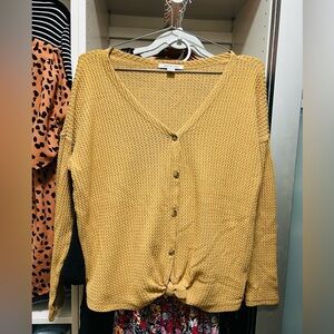 Oversized Cropped Waffle Knit Top